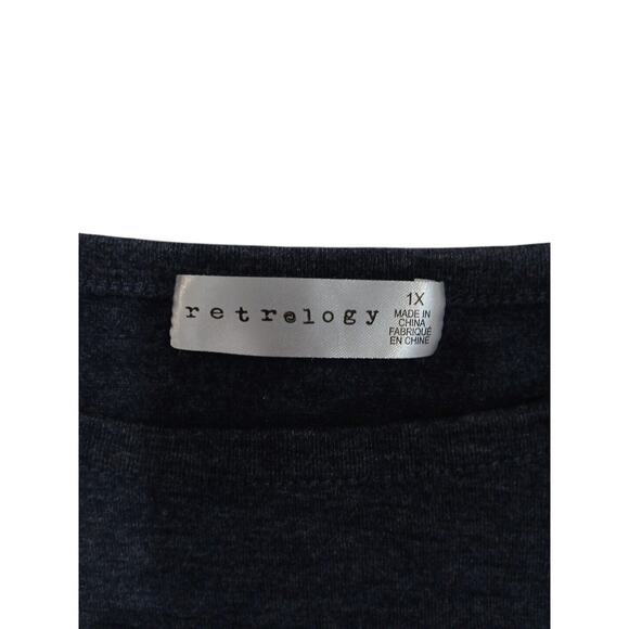 Retrology Glam T-SHIRT Curvy Plus Sz 1X  Navy Blue PARIS Perfume Graphic BLING - Picture 13 of 14